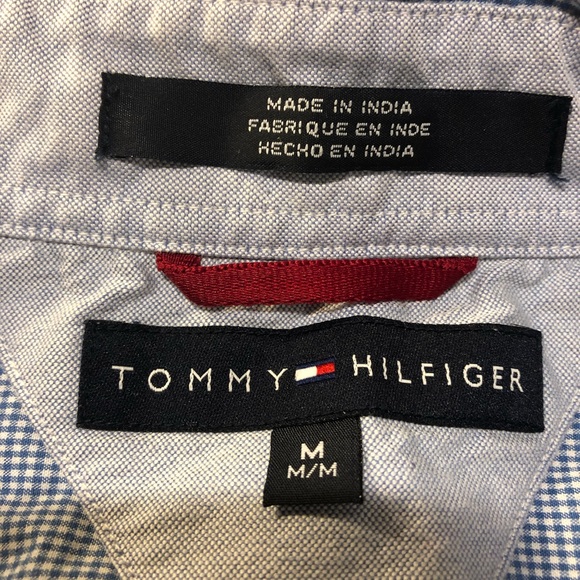 Tommy Hilfiger Short Sleeve Button Down Shirt light blue small check Men’s M - Picture 8 of 8